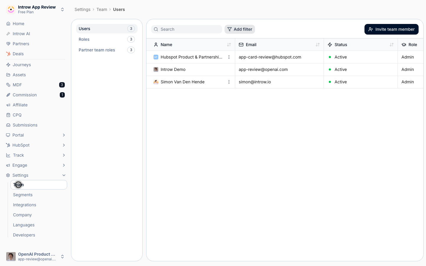 Open a Partner team role and use its Sync button to push the partnership manager and roles to the CRM.