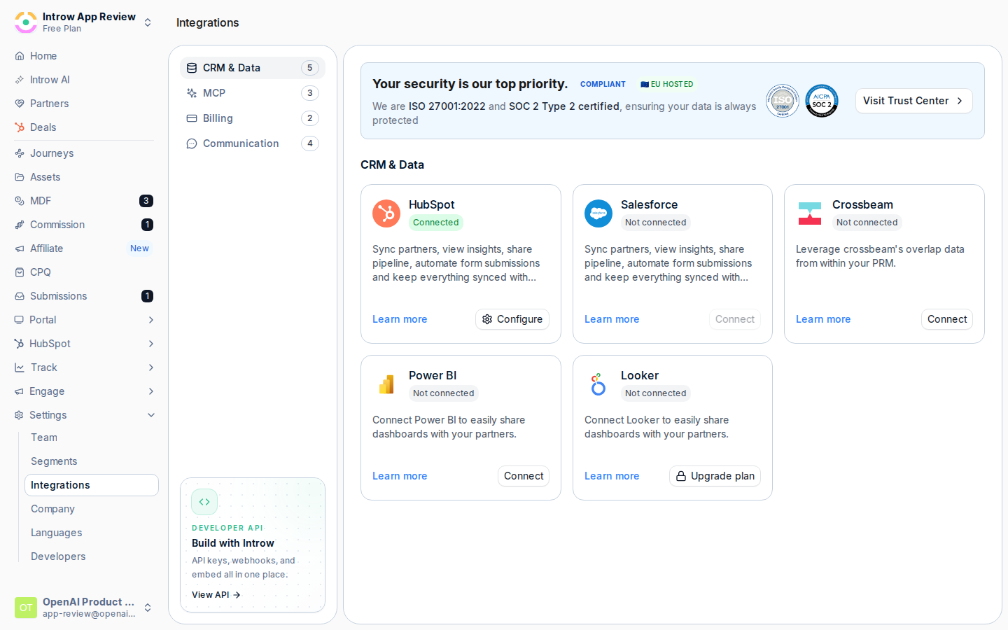 Open the Integrations
