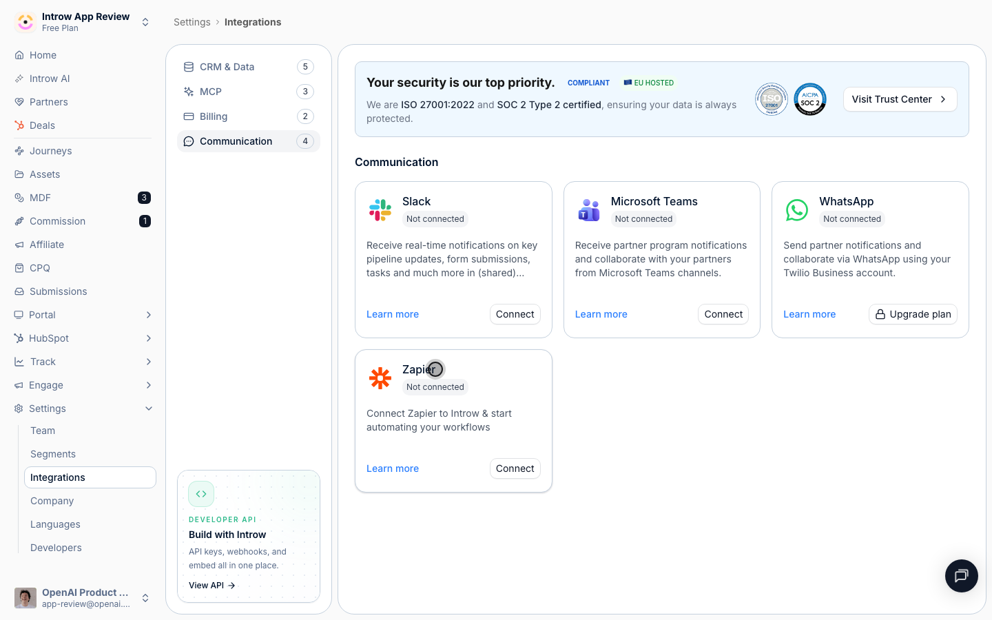 Zapier is a Communication integration that connects Introw to thousands of apps.