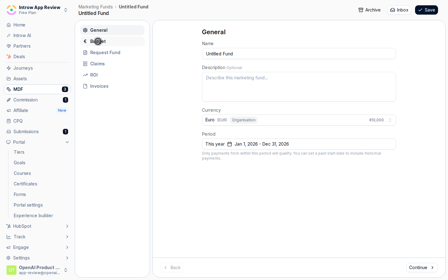 Open the Budget tab and choose the allocation model