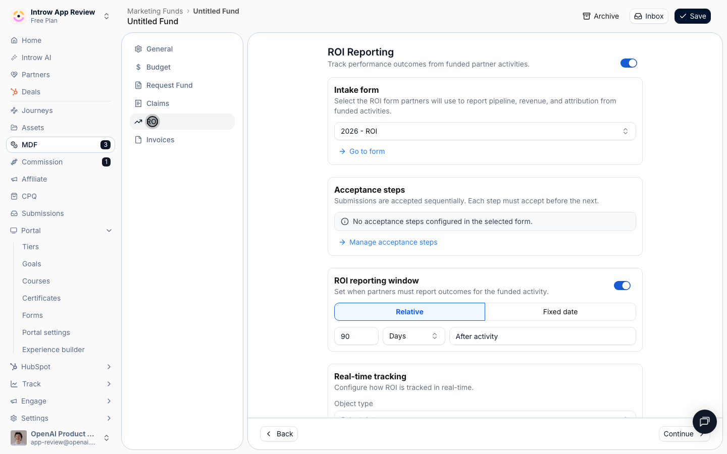 Tie ROI to a CRM object, filters, aggregation, and the field to sum so the fund's ROI updates automatically.