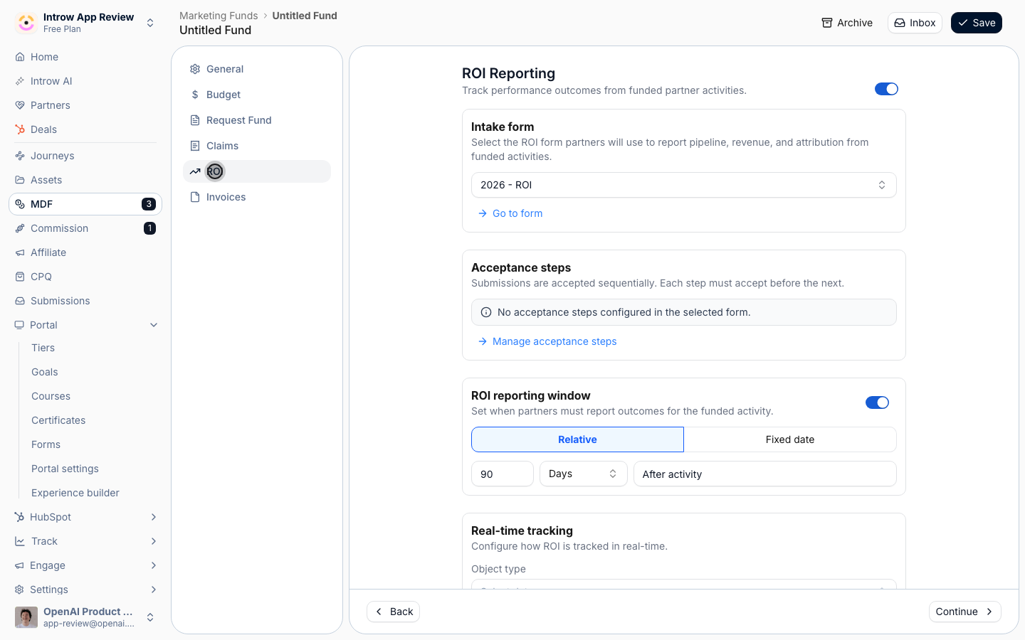 Tie ROI to a CRM object, filters, aggregation, and the field to sum so the fund's ROI updates automatically.