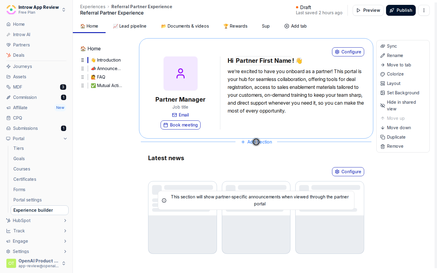 Add a tasks section