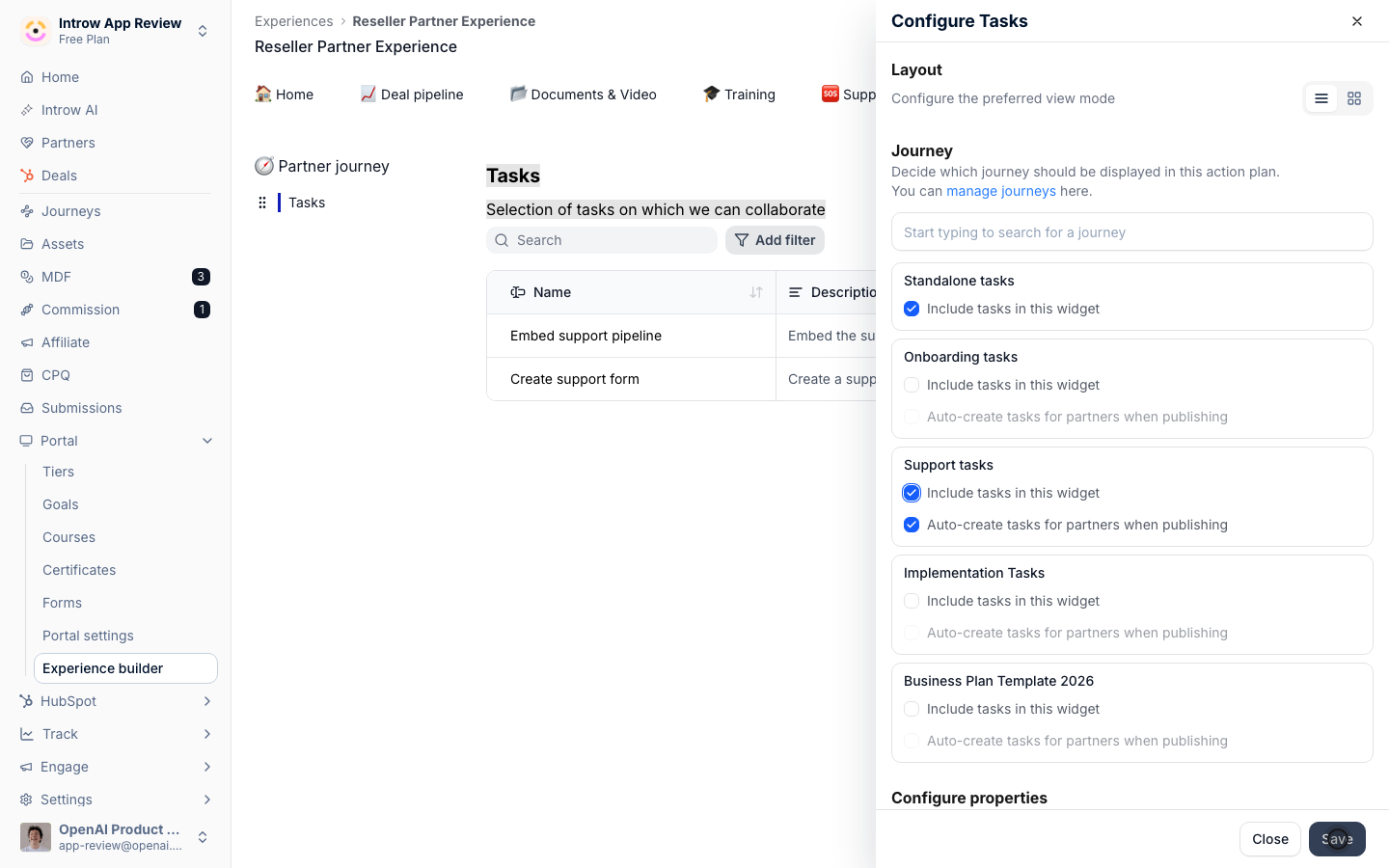 Save the configuration, then publish the experience.