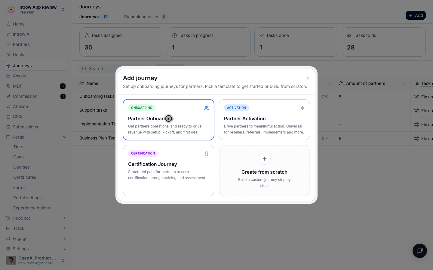 Onboarding, Activation, and Certification templates cover the common motions.