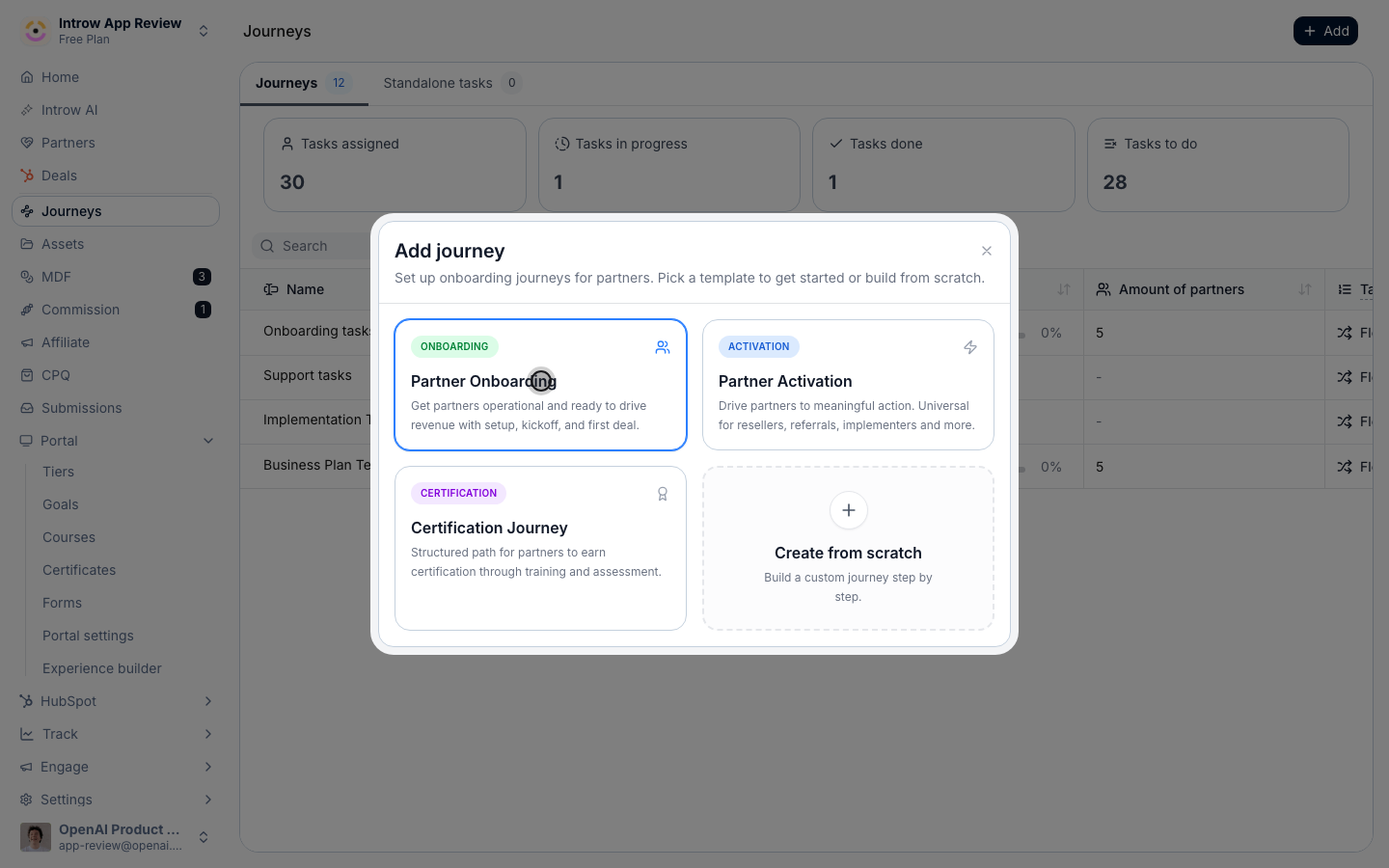 Onboarding, Activation, and Certification templates cover the common motions.