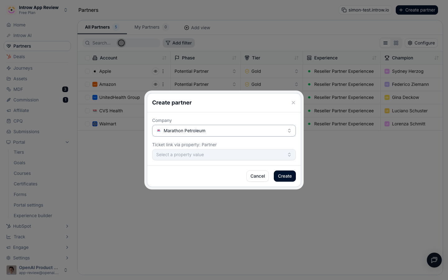 Select Marathon Petroleum: its name, domain, and mapped properties prefill automatically.