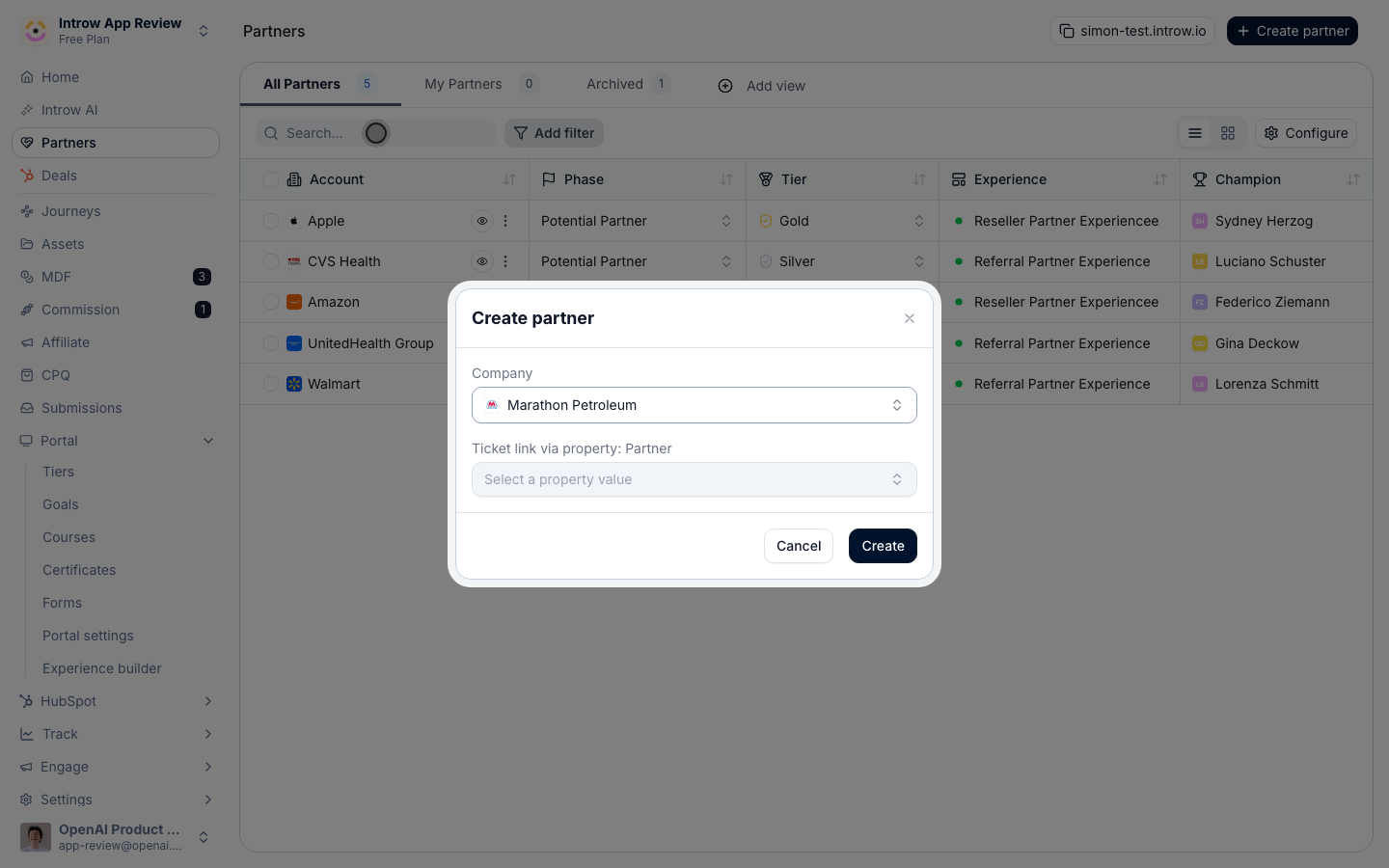 Select Marathon Petroleum: its name, domain, and mapped properties prefill automatically.