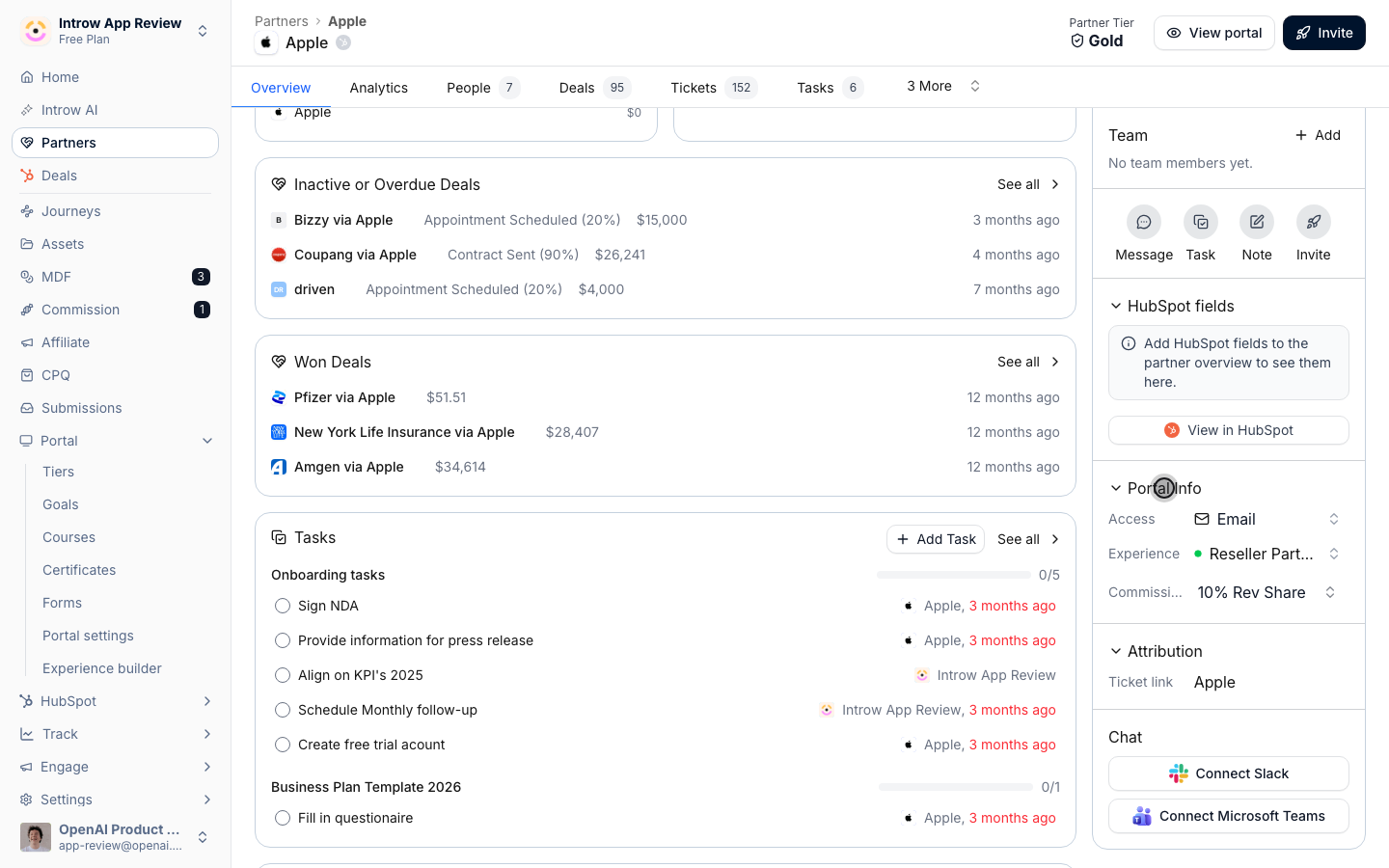 Portal Info sets the experience their portal publishes with and the commission plan their payouts calculate against.