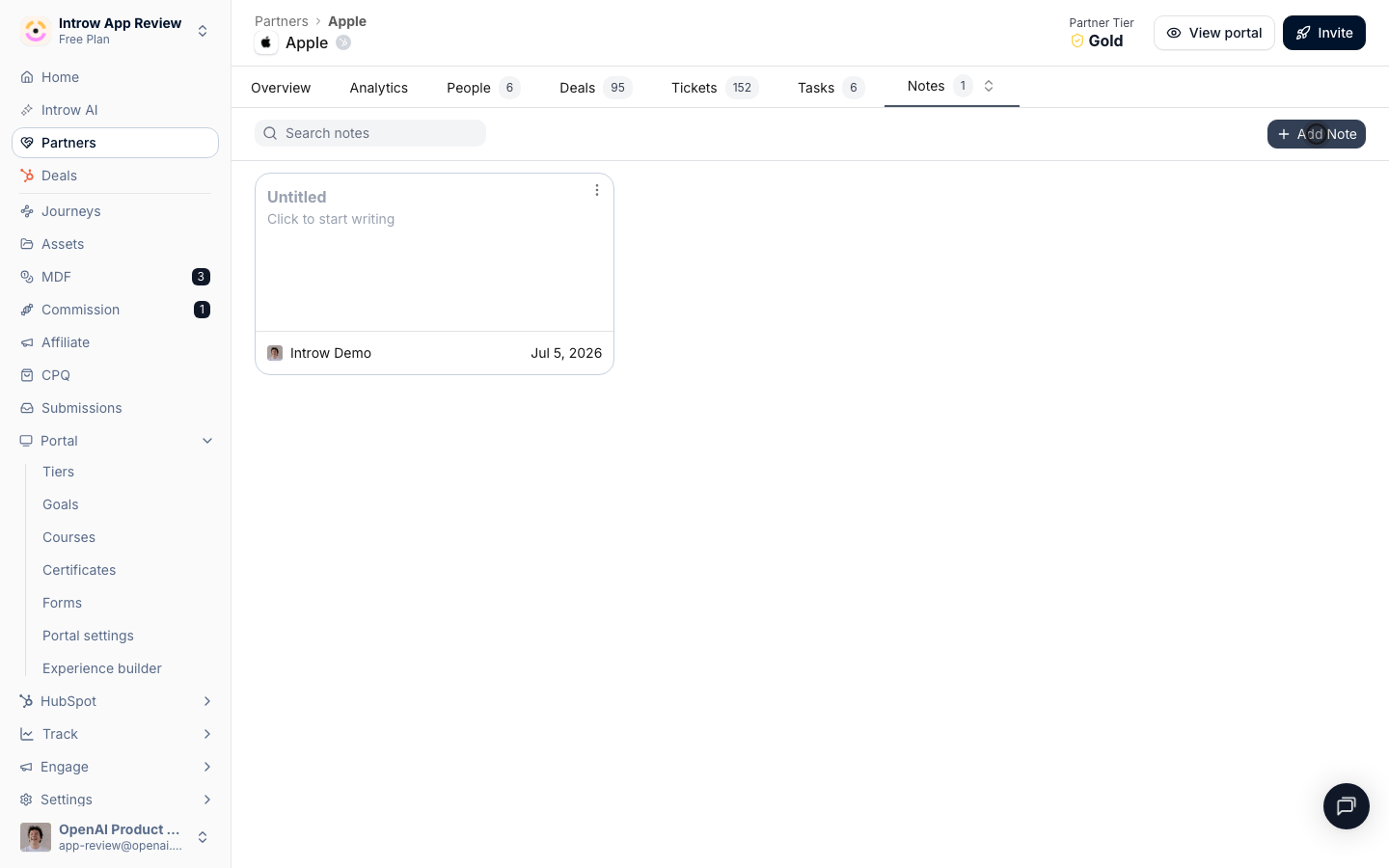 Capture a call summary, next step, or internal context.