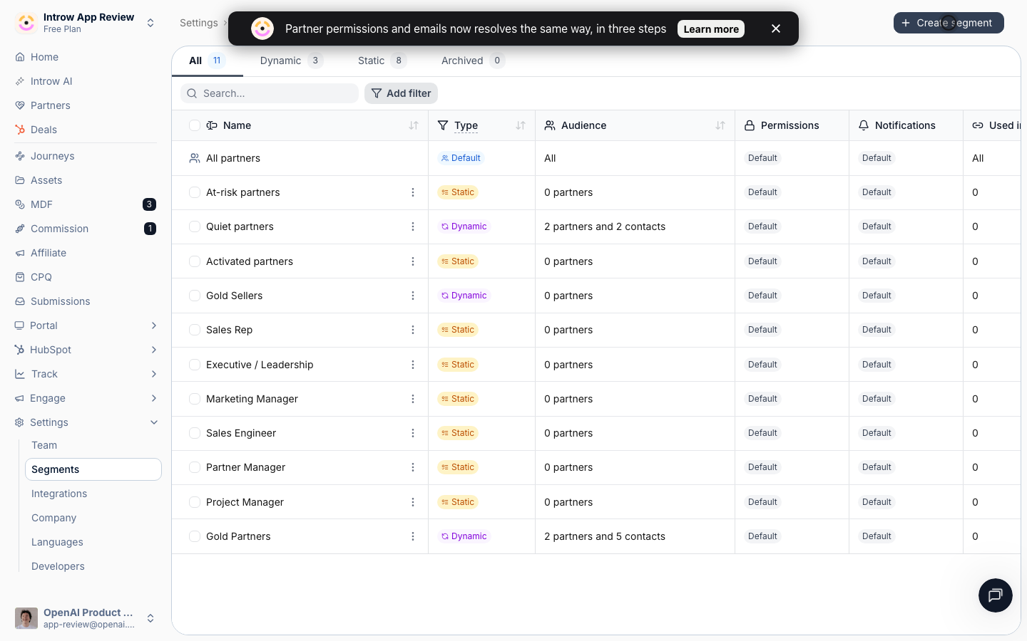 Create a new segment; the editor opens on the General tab.