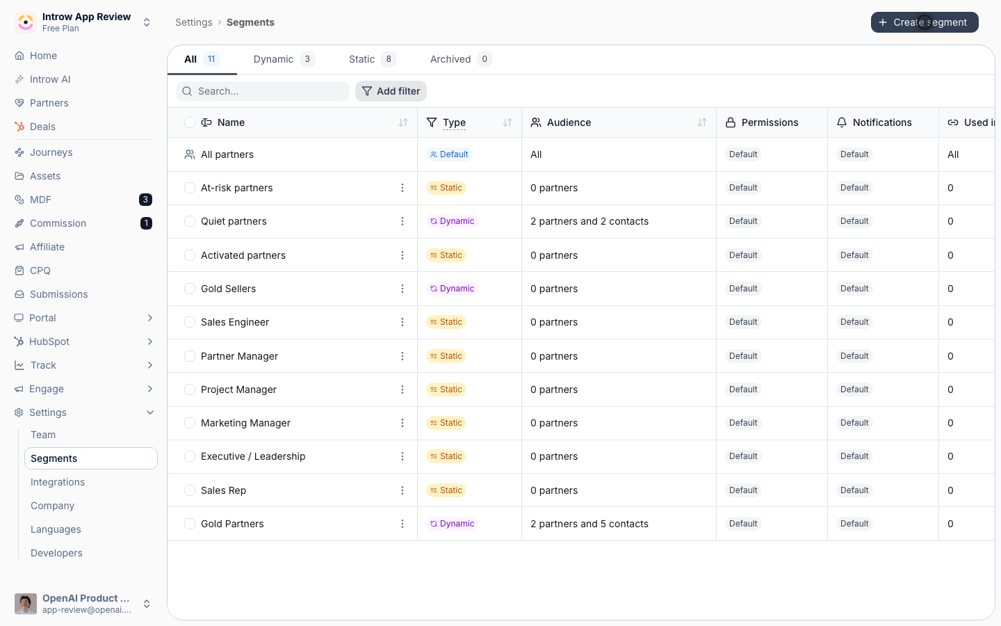 Create a new segment; the editor opens on the General tab.