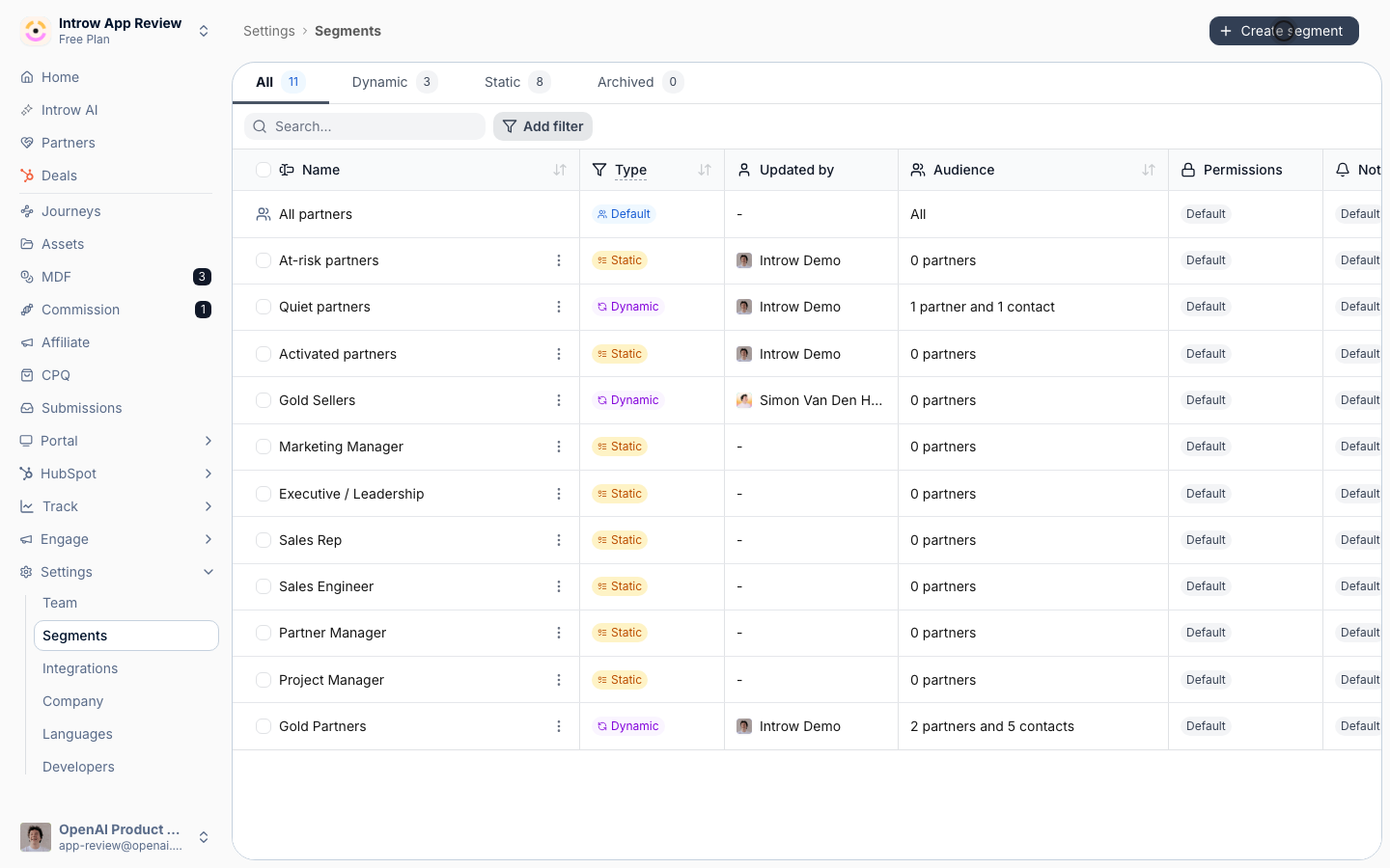 Create a new segment; the editor opens on the General tab.