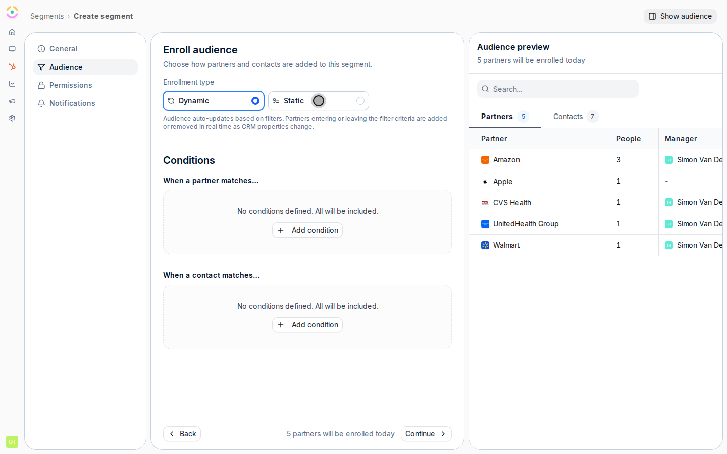 Choose static enrollment