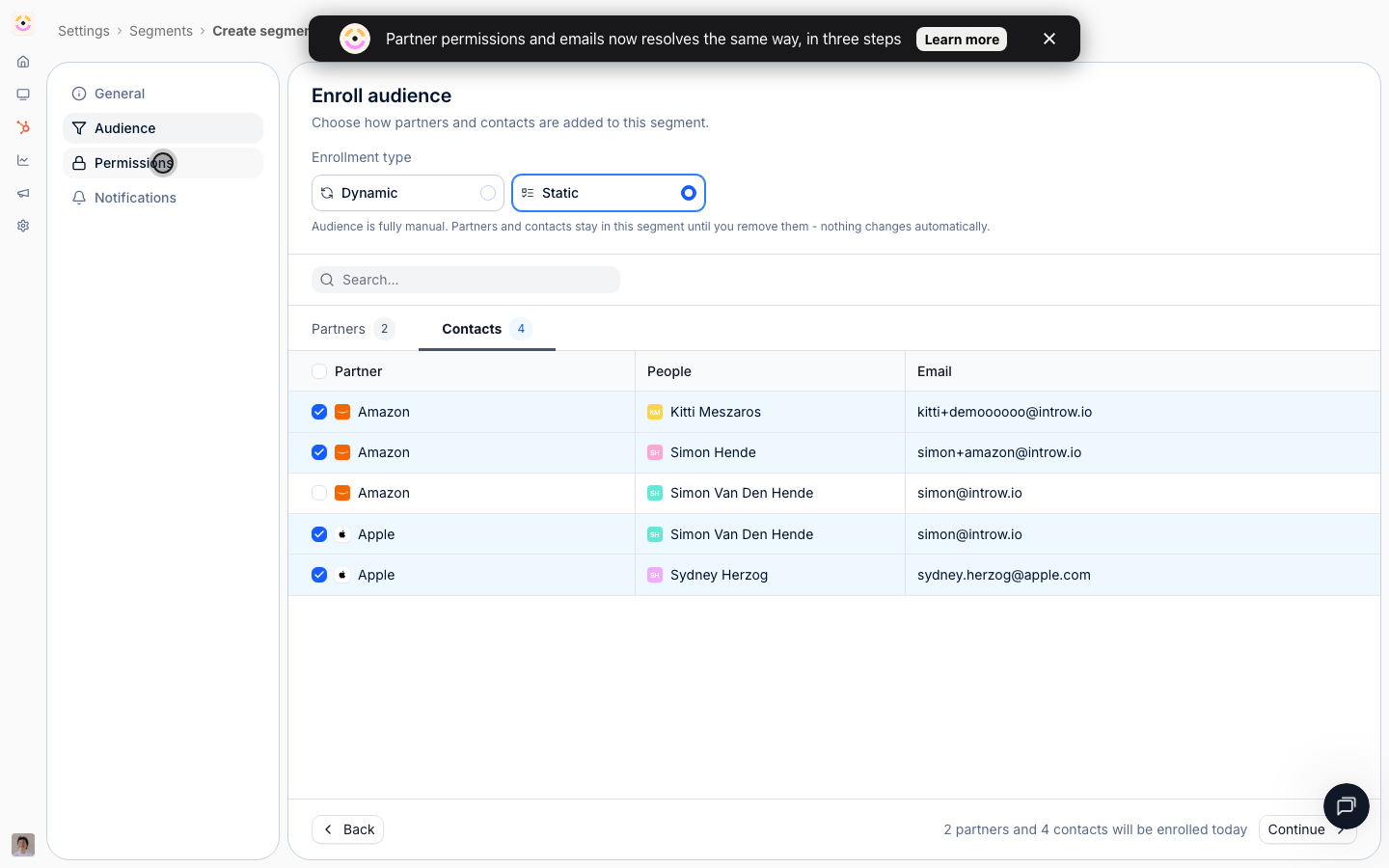 Permissions decide how this exact group can act in the portal.