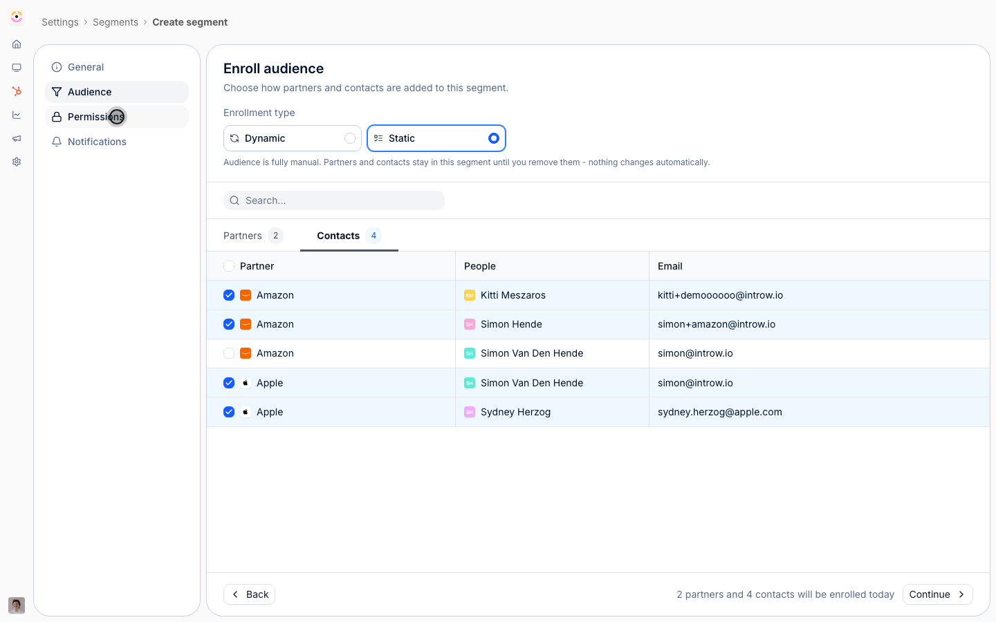 Permissions decide how this exact group can act in the portal.