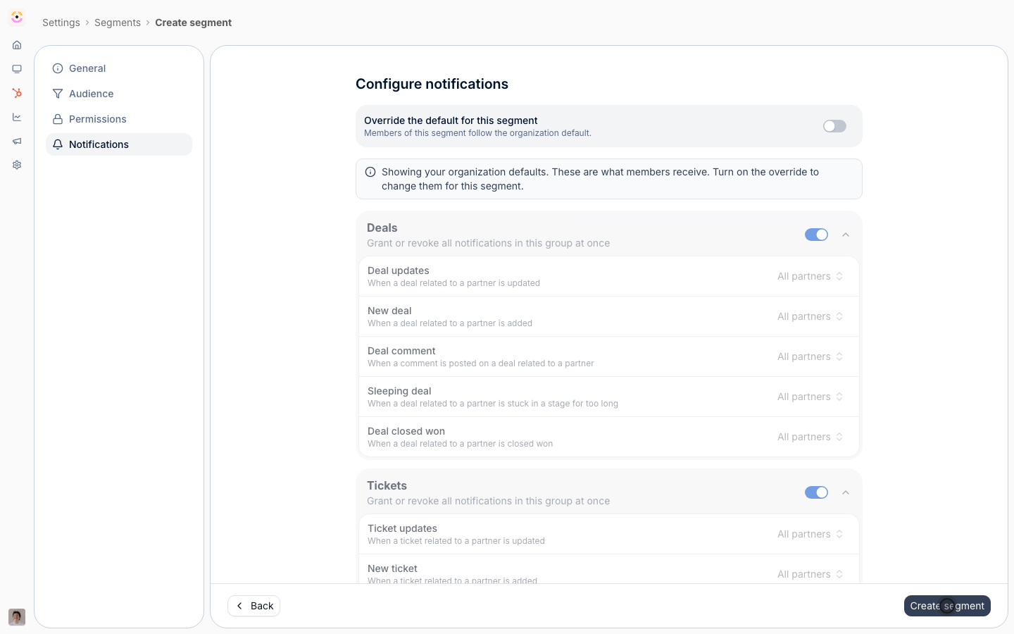 Create the inactive segment (a real write); it now keeps itself current from live activity.