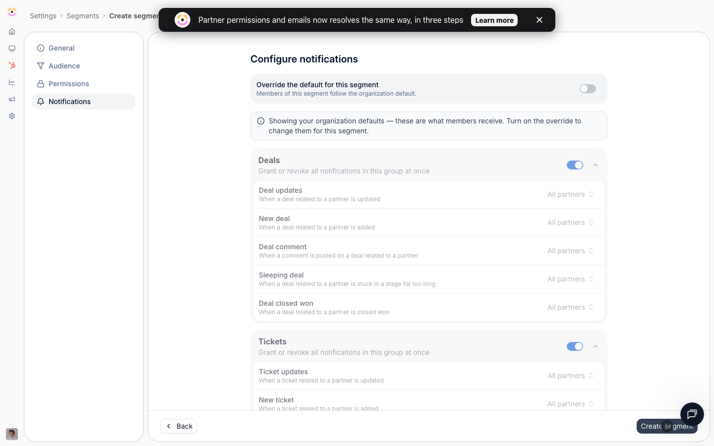 Create the engaged segment (a real write).
