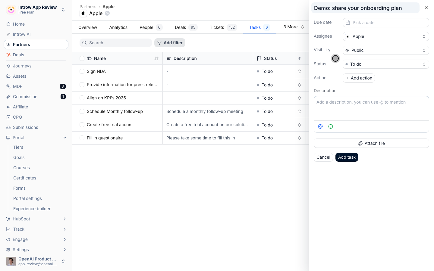 It's assigned to the partner and public by default, so they'll see it in their portal.