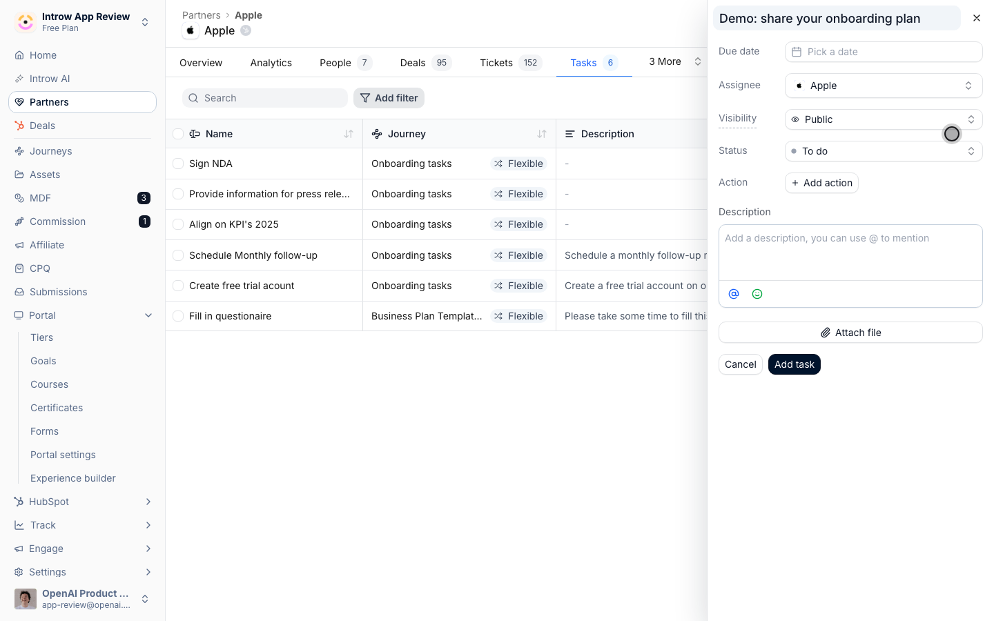 It's assigned to the partner and public by default, so they'll see it in their portal.