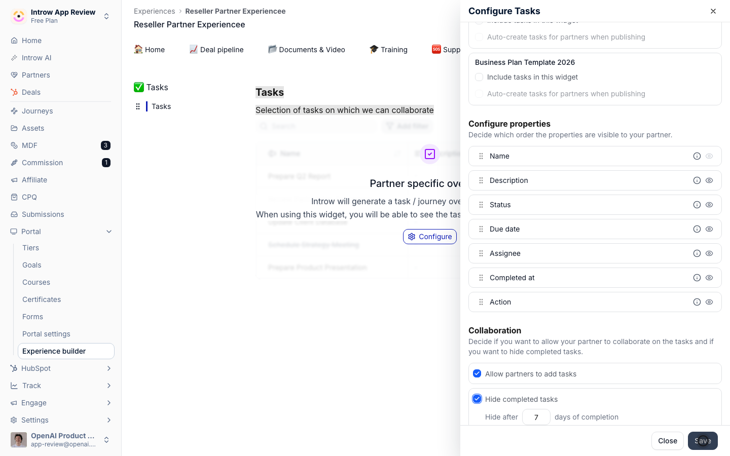 Save the Tasks section configuration.