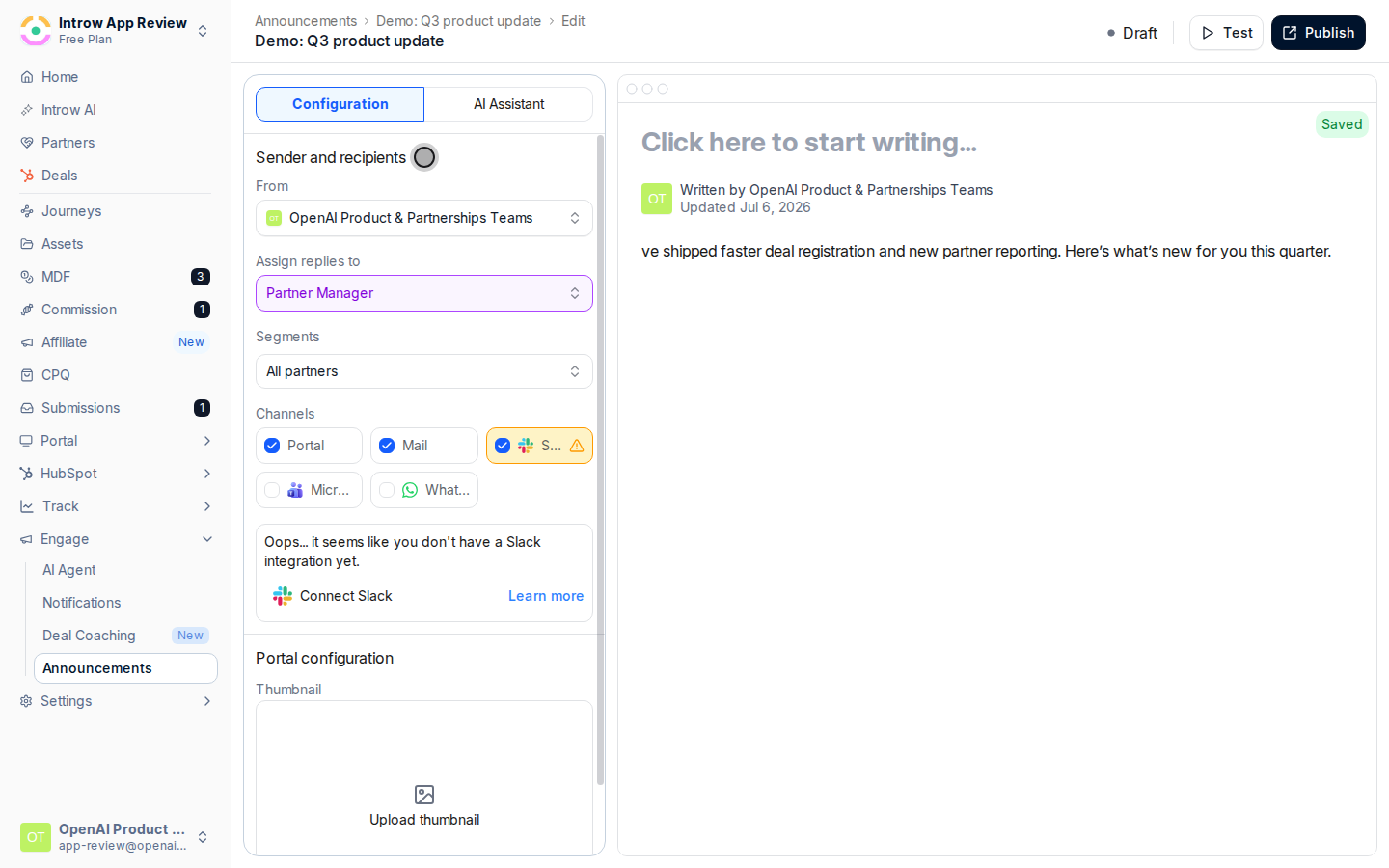 Set attribution and a banner