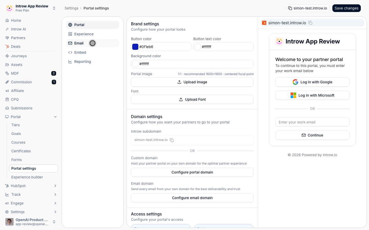 A sample partner email previews as you change each value.