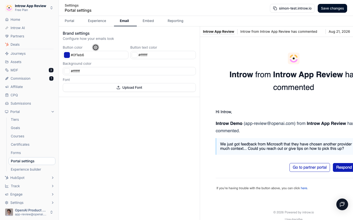 Set the button, button text, and background colours to your brand.