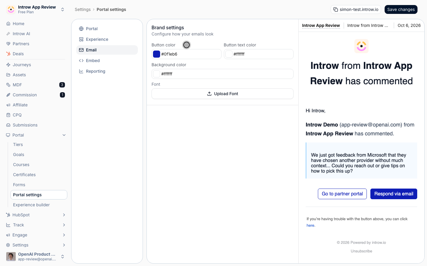 Set the button, button text, and background colours to your brand.