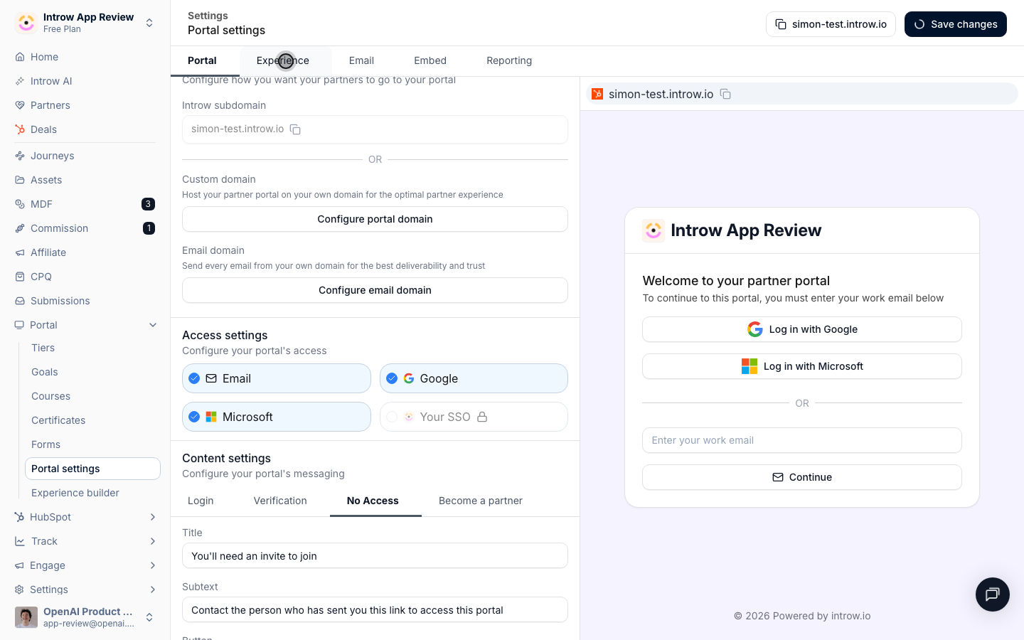 These colours theme the experiences partners see after they log in.