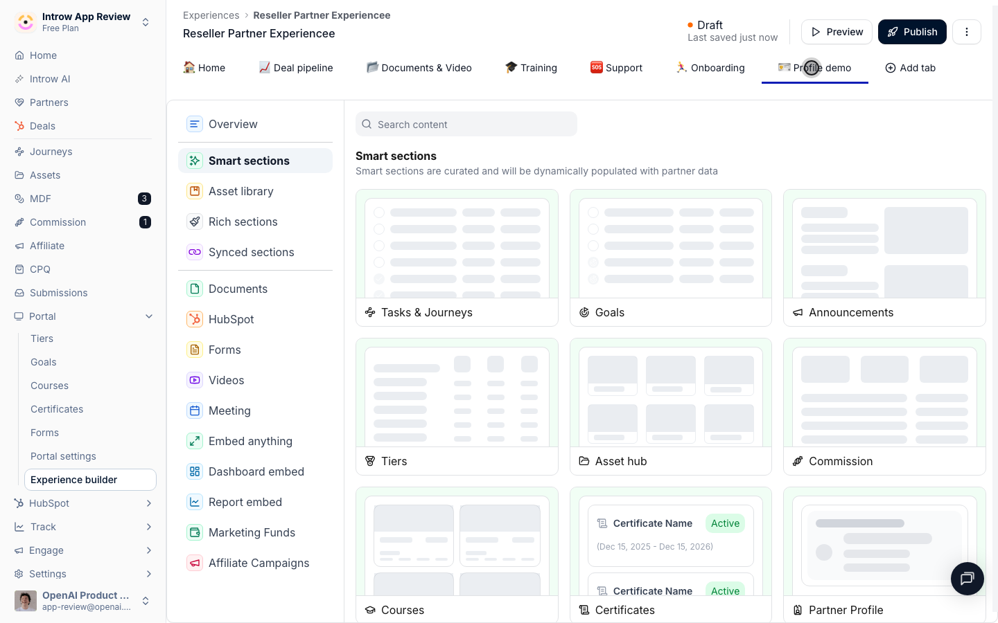 Because it's a smart section, it renders each partner's own details automatically.