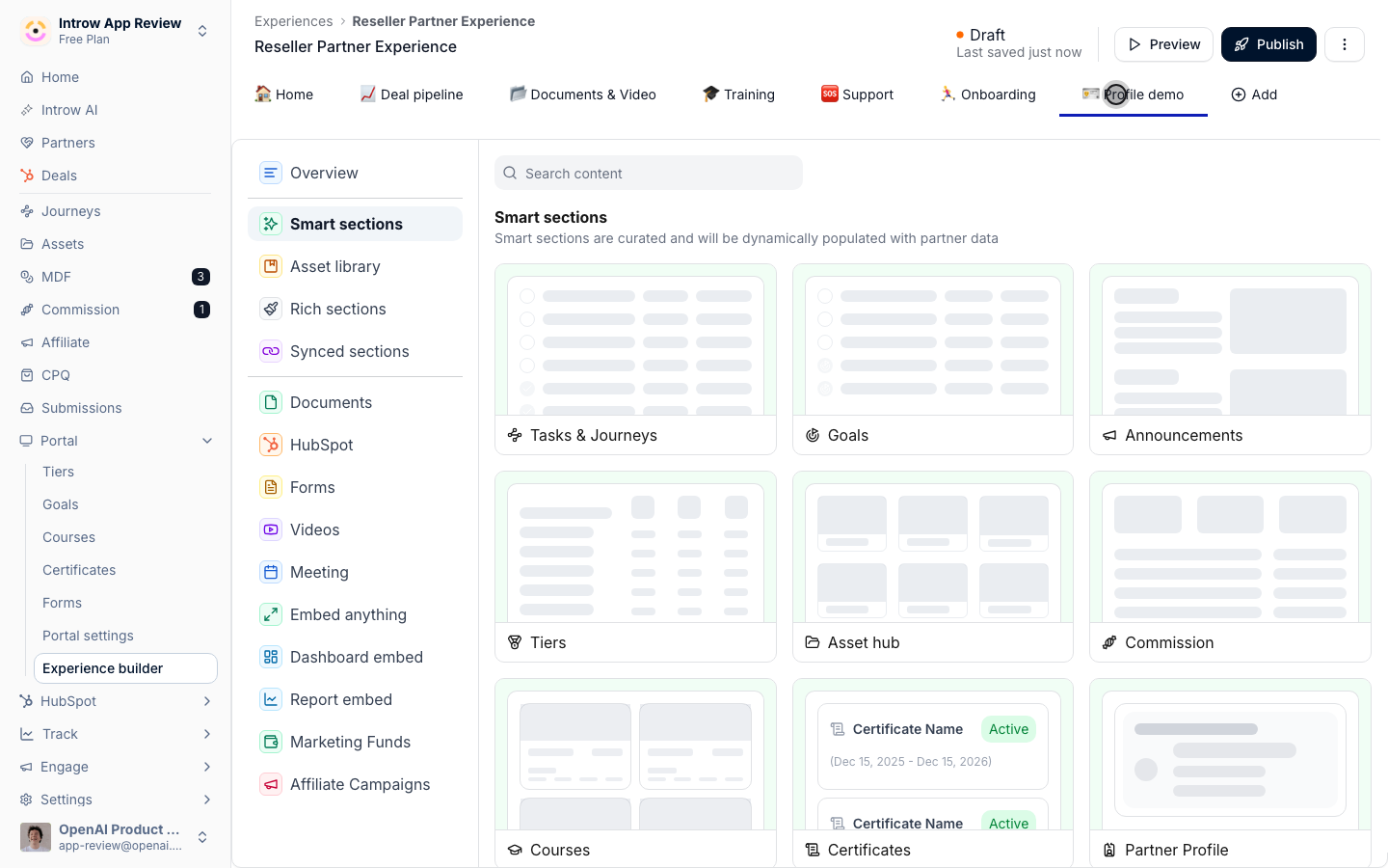 Because it's a smart section, it renders each partner's own details automatically.
