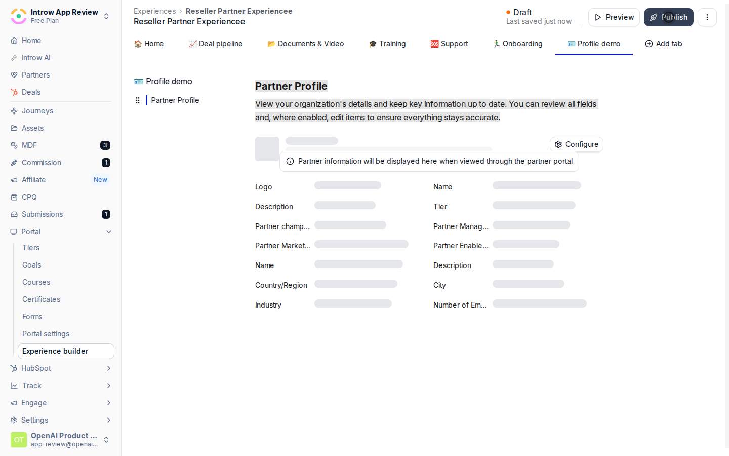 Publish the experience