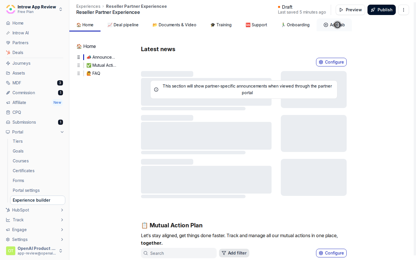 Add the tabs partners navigate