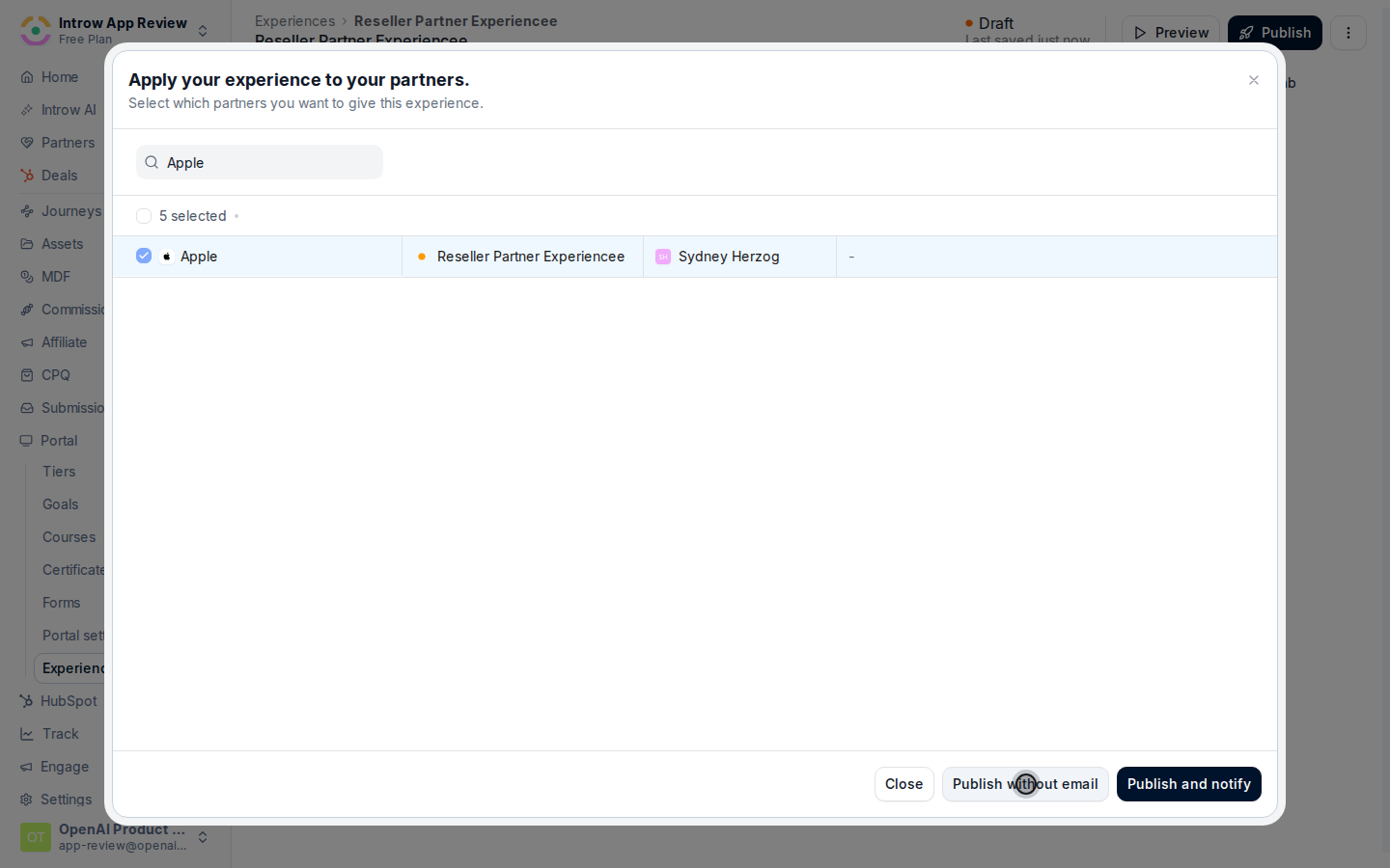 Publish to partners