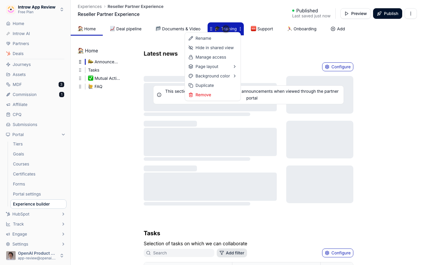 Every tab carries its own access policy.