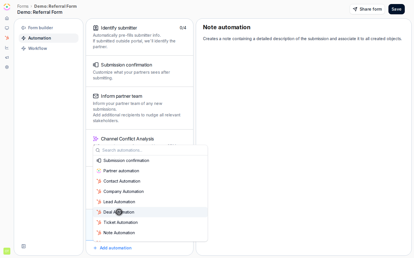 Add the deal automation