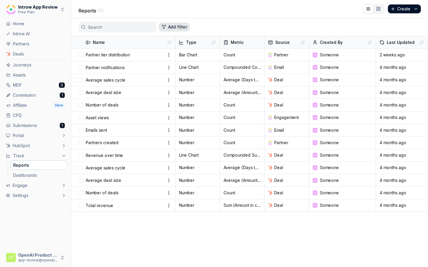 Open Reports and create a report