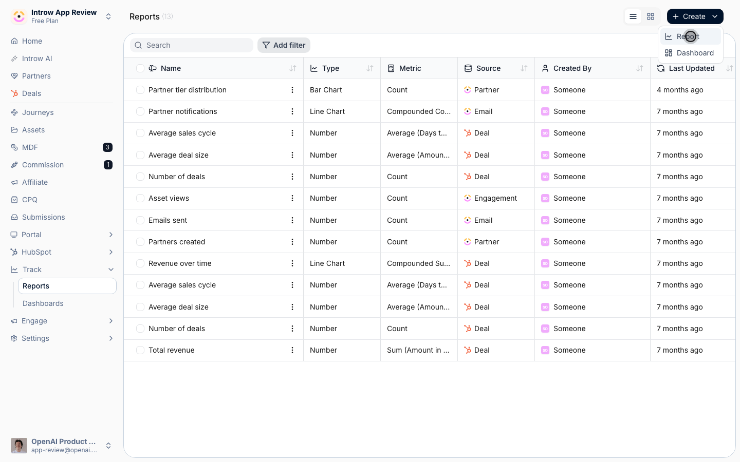 Open the report builder.