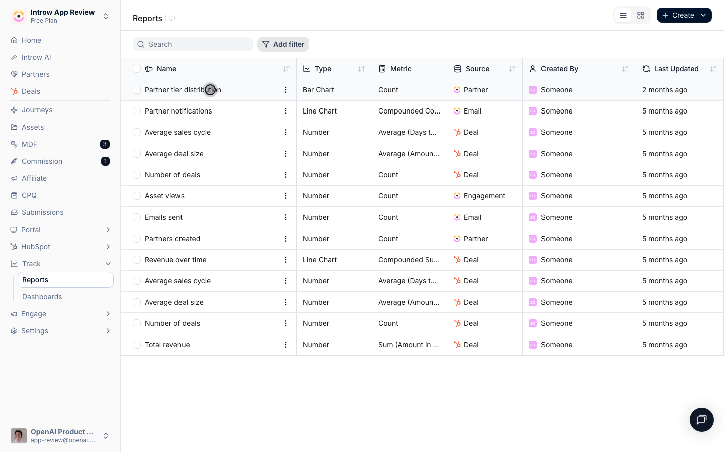 Open the report whose rows you want to export.
