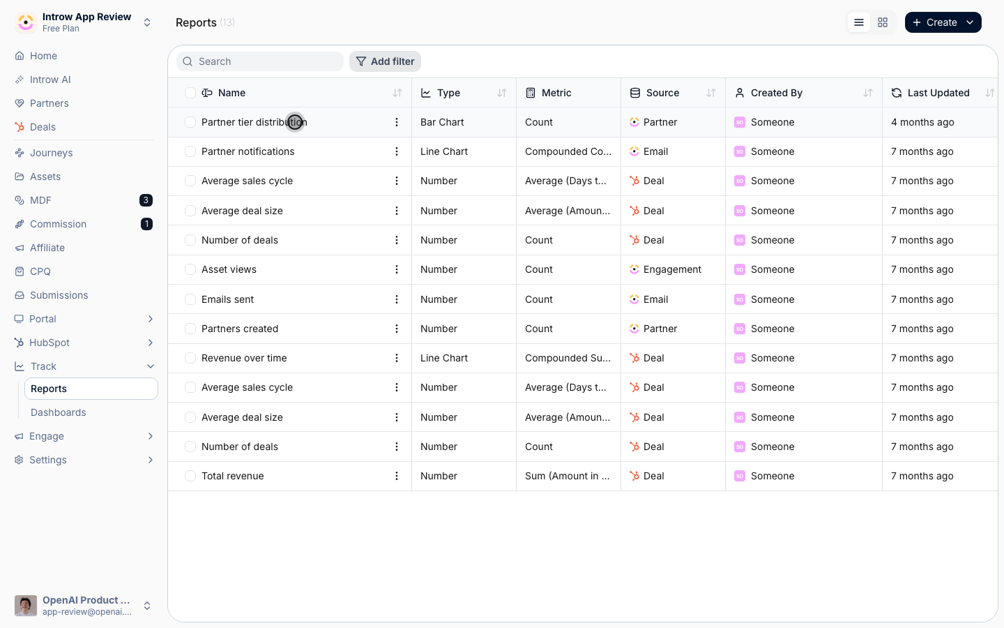 Open the report whose rows you want to export.